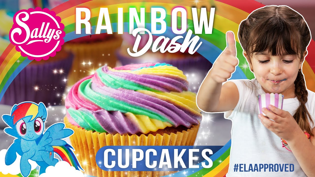 Rainbow Dash Cupcakes mit Ela / Regenbogen Muffins für Kinder / Sallys Welt YouTube