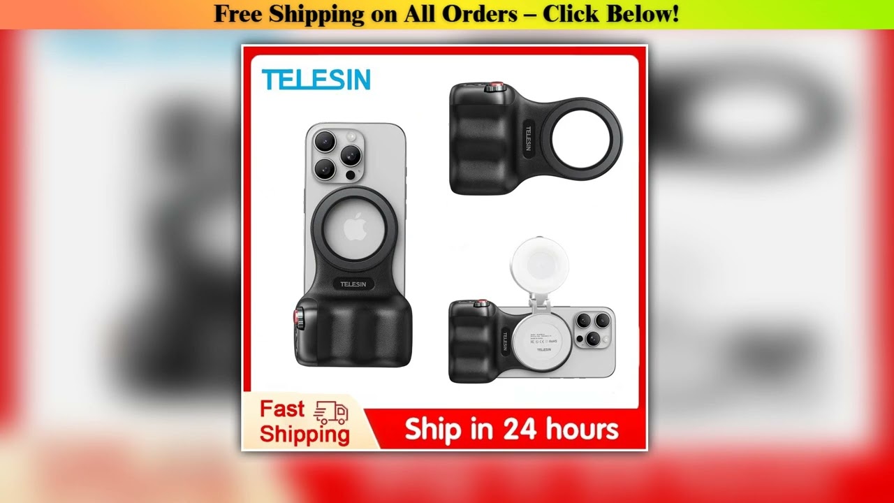 TELESIN Magnetic Phone Camera Shoot Hand Grip Phone Holder Shooting Aid Remote Control Handle for