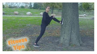 4 stretching exercises using a tree