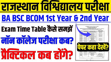 Rajasthan University Exam 2025 Time Table || BA BSC BCom Rajasthan University Non College Exam kab ?