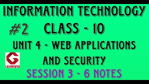 Notes of Unit 4 Web Applications and Security | Session 3 - 6 | Class 10 Information Technology CBSE