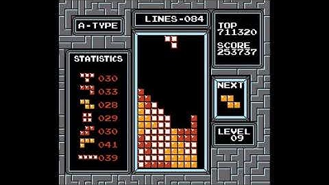 [NES Tetris] PAL Level 9, 40 tetr in a row (almost WR)