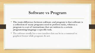 Software vs Programs