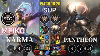 EDG Meiko Karma vs Pantheon Sup - KR Patch 10.20