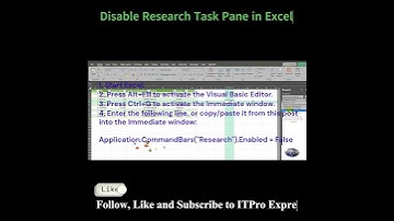 Disable Research Task Pane in Excel – Impact and How to Disable!