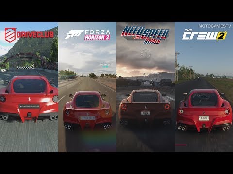 DriveClub vs Forza Horizon 3 vs NFS Rivals vs The Crew 2 - Ferrari F12berlinetta Sound Comparison