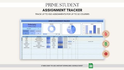 Prime Student Assignment Tracker in Google Sheets (Blue) | Easy Tutorial