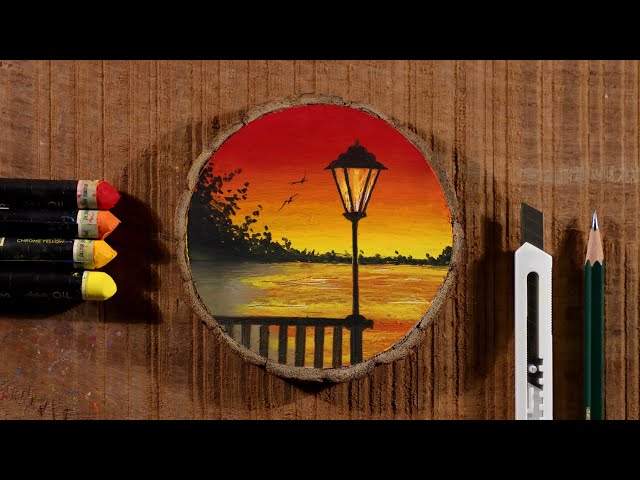 Lamp Post Drawing Painting How To Draw Winter Street Light Easy Step