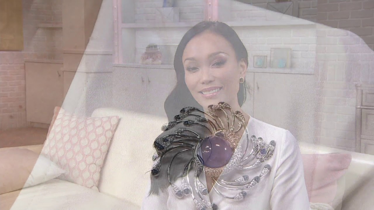 Tanzanite Cabochon & Gemstone Peacock Pin, Sterling on QVC