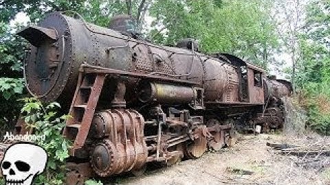 Abandoned trains. Old abandoned steam engine trains in USA. Abandoned steam locomotives