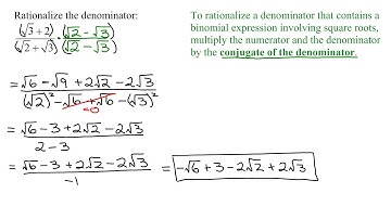 Rationalizing the Denominator Using the Conjugate of Binomial in the Denominator - Harder Example