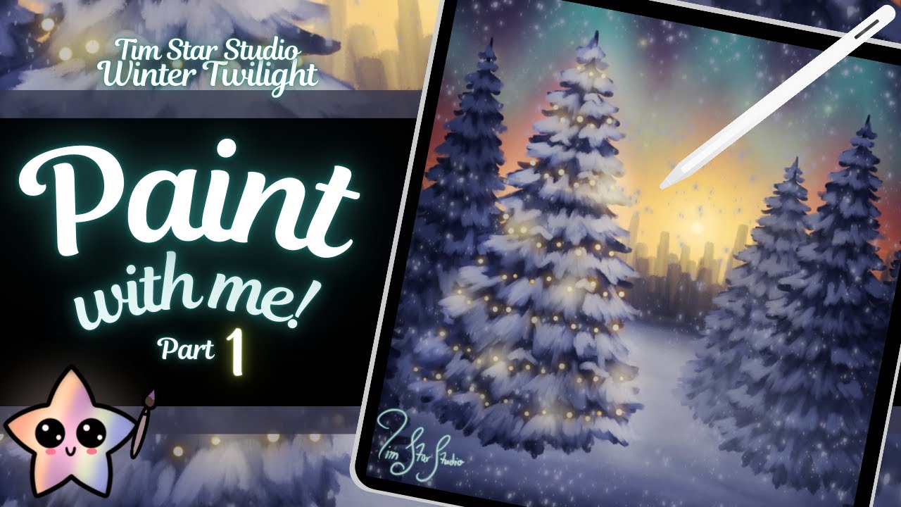 ❄️🎄EASY Winter Landscape Tutorial : COZY Digital Art painting Part One Winter. Twilight🎄❄️