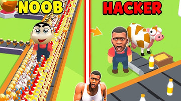 SHINCHAN NOOB vs PRO vs HACKER in FARM FACTORY TYCOON with FRANKLIN & CHOP | DREAM SQUAD
