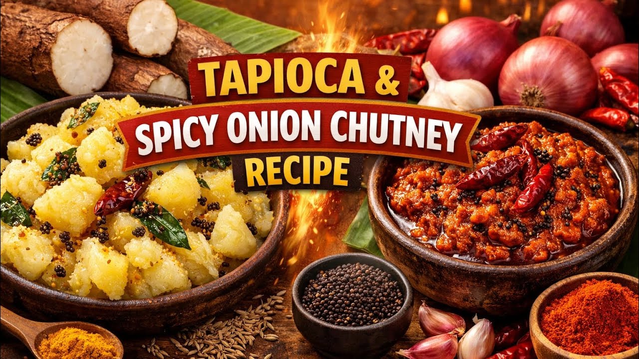 Tapioca with Spicy Onion Chutney 😍 | Village Style Cassava Recipe | Easy & Tasty