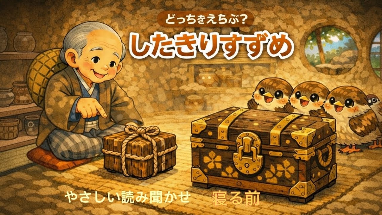 【読み聞かせ】舌切りすずめ🐦｜やさしい声で学ぶ日本昔ばなし（寝る前の絵本）