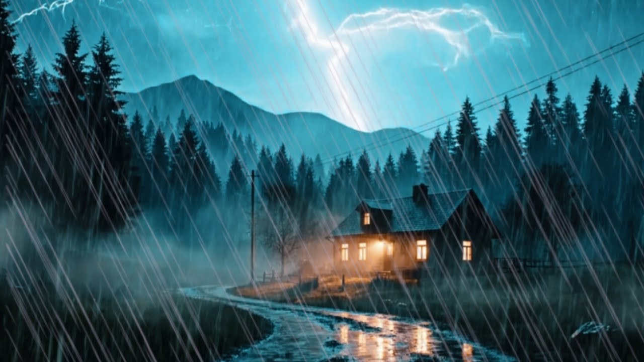 Dark Forest Thunderstorm 🌲⚡ Rain & Thunder Ambience for Deep Sleep ...