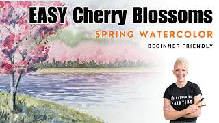 EASY Cherry Blossom Landscape | Perfect Spring Watercolor Tutorial