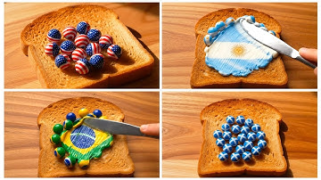 Ultimate Flag Balls ASMR Toast Spread Part 2: 🇺🇸🇦🇷🇹🇭 Vibrant Glass Flags | ASMR