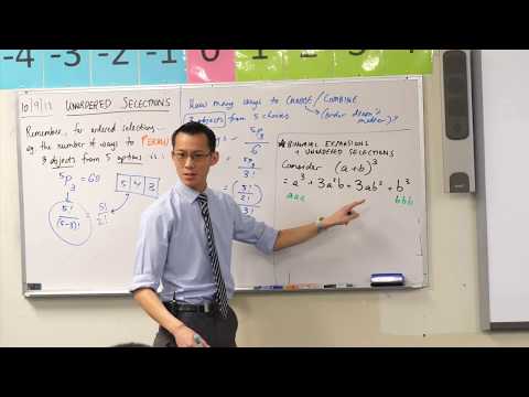 Unordered Selections (2 of 3: Relation to binomial theorem)