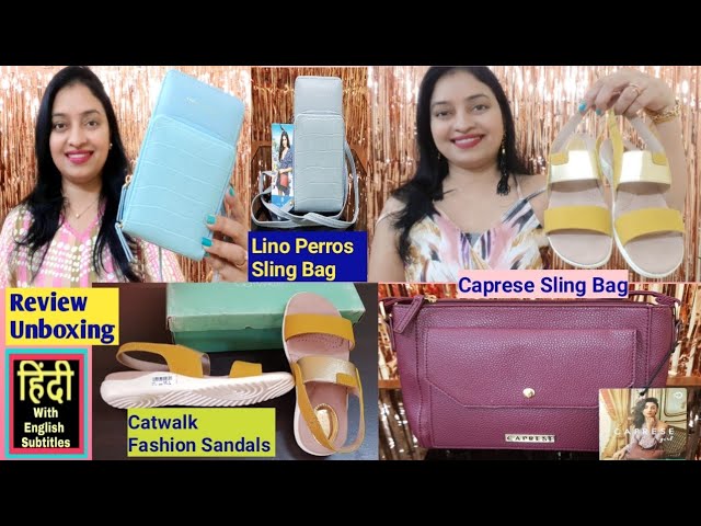 Catwalk Sandals Lino Perros Sling Bag Caprese Sling Bag Review Price Haul   Review in Hindi 