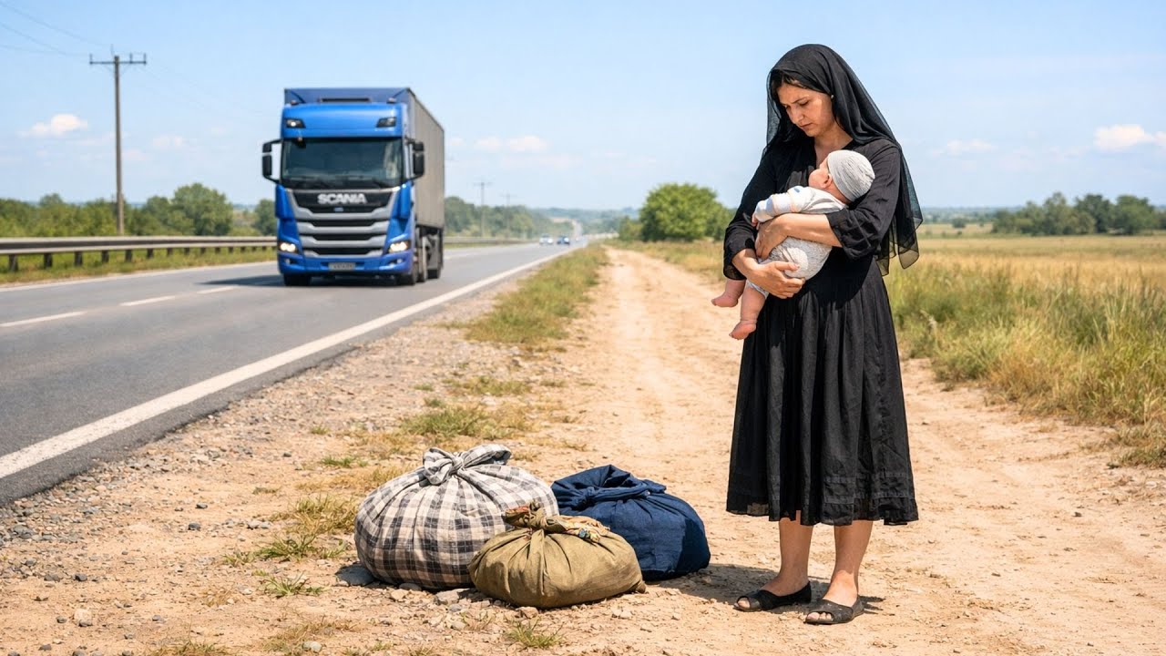 Caminhoneiro solitário vê VIÚVA ABANDONADA com seu bebê…então ele faz isso…