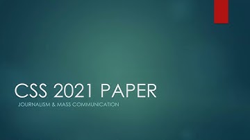 CSS 2021 Solved Paper :  Journalism & Mass Communication