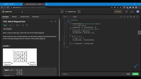 1572 || Matrix Diagonal Sum || C++ || Leetcode Daily Challenge