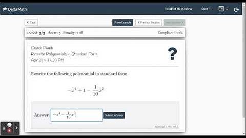 DeltaMath: Rewrite Polynomials in Standard Form