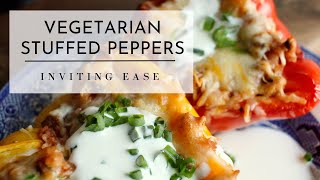 Vegetarian Stuffed Peppers with Rice and Tomato Sauce