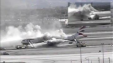 Extended Footage: British Airways Engine Fire at McCarran Airport (September 2015)