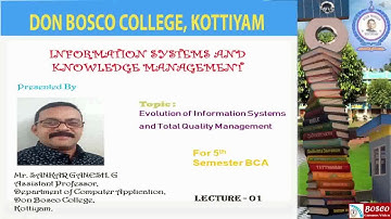 Information System&Knowledge Mgt -Evolution of Information System&Total Quality Mgt-BCA S5-Lecture-1