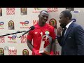 Mohamed Kamara (Sierra Leone) crying as he receives his MOTM trophy for his game against Algeria