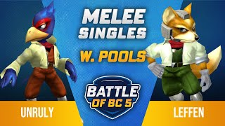 Unruly (Falco, Fox) vs Leffen (Fox) - Melee Singles Winners Pools - Battle of BC 5