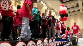 Disney union workers rally for higher wages, better benefits