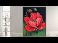 RED POPPY /Acrylic Painting /Simple Flower /STEP by STEP/ MariArtHome
