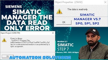 Simatic Manager the Data Read Only Error Fix || SIMATIC Manager You can