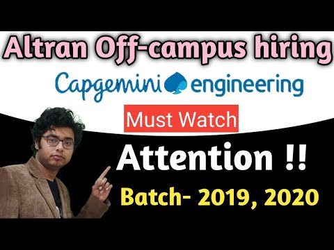 Altran (Capgemini-Engineering) hiring 2019 2020 Batch | Software Engineer | Test Engineer