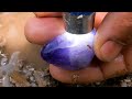 We found a very beautiful purple crystal while looking for agate balls
