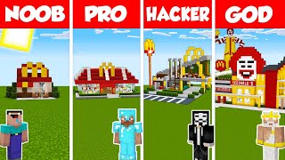 : Minecraft MCDONALDS HOUSE BUILD CHALLENGE NOOB vs PRO vs HACKER vs GOD - Animation