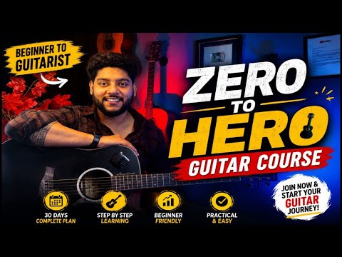 👉🏻ZERO TO HERO GUITAR COURSE🎸Step By Step Learning | Aaj Se Guitar Bajana Shuru Karo-No Experience?