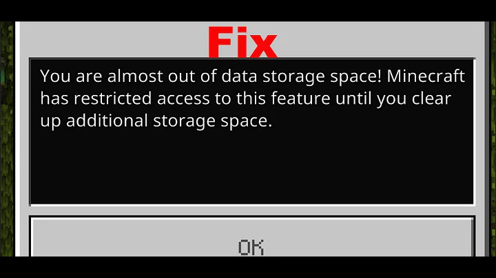 Fix Minecraft Error You Are Almost Out Of Data Storage Space On Xbox Console