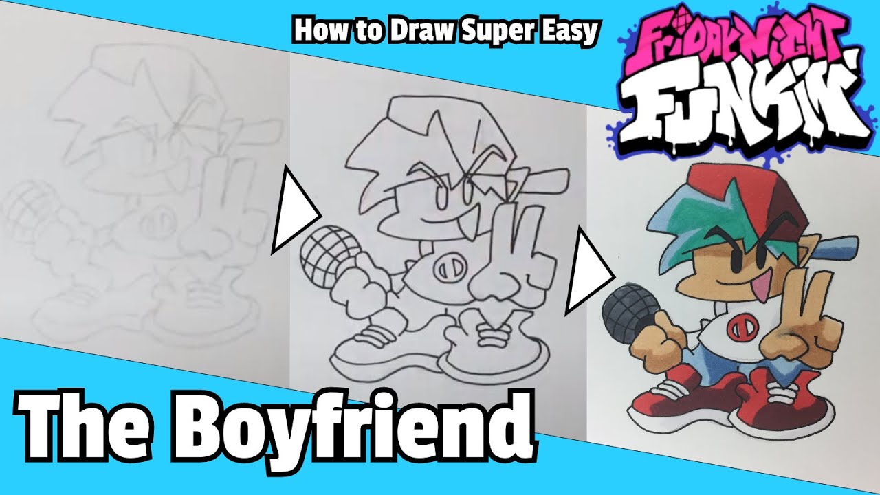 How to draw the boyfriend from Friday Night Funkin' (Super Easy) - You...