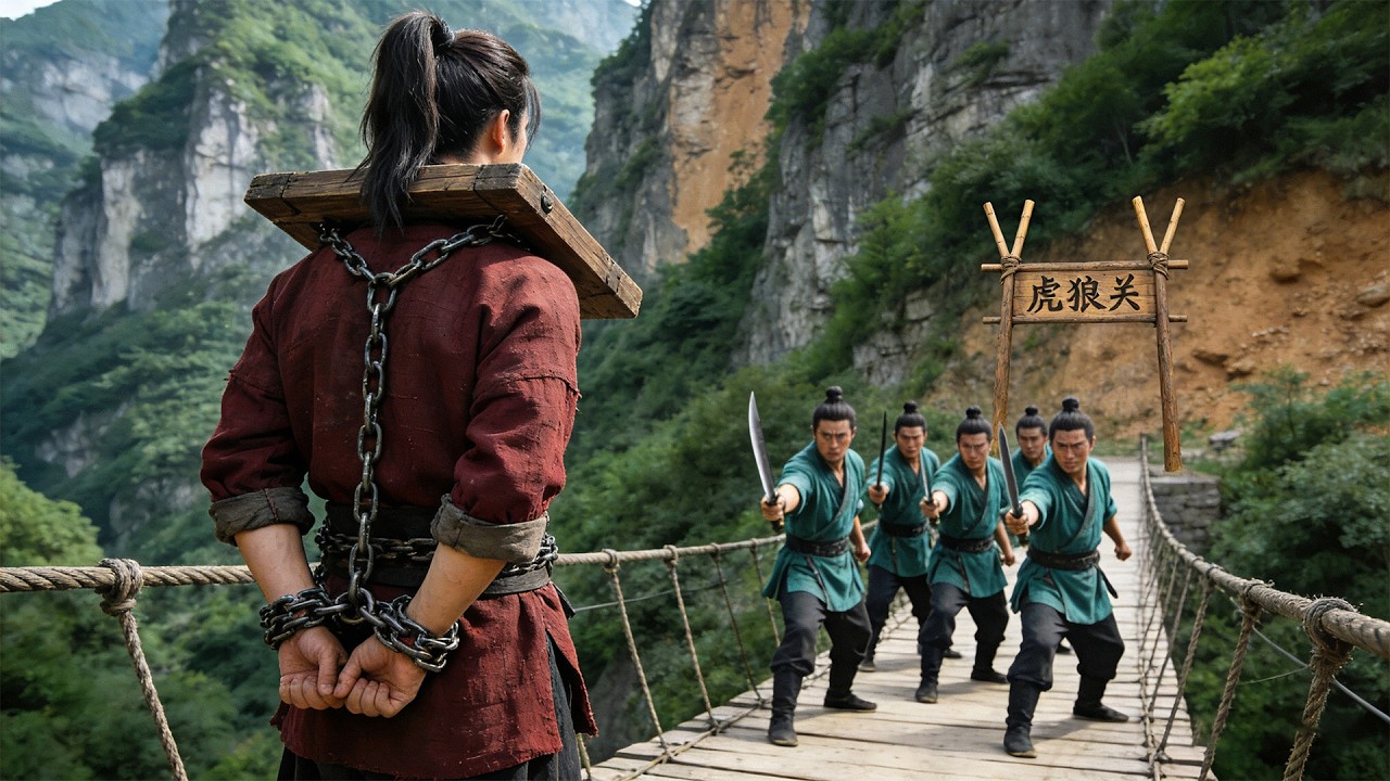 囚犯过桥被埋伏，哪料他竟是功夫高手，直接反杀所有贼人！#drama #kungfu #中国电视剧