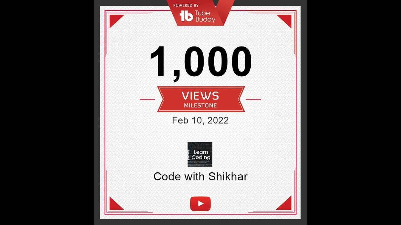 Finally 1000 VIEWS COMPLETE || CODE WITH SHIKHAR || - YouTube