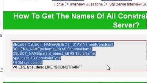 How to get the names of all constraints in the database in sql server