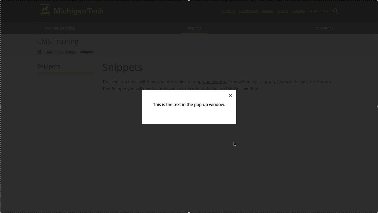 Preview image for Pop up Text Inline video