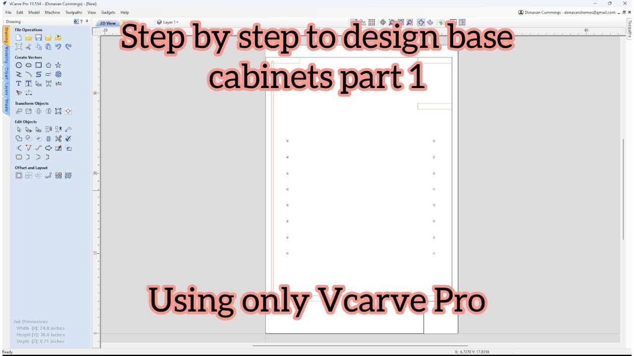⁣Designing lower  kitchen cabinet sides using only V carve pro