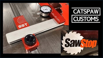 Stupid Simple Tools Saw Calibrator on a SawStop PCS