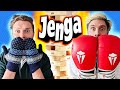 Jenga, But With Increasingly Bigger Gloves | House Rules