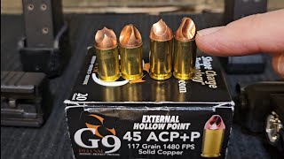 G9 Defense 45 GAP VS 45 ACP in Clear Ballistics Gel